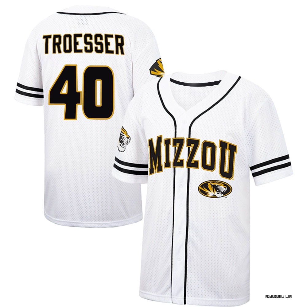 Men's Austin Troesser Missouri Tigers Replica Colosseum Free Spirited Baseball Jersey - White/Black