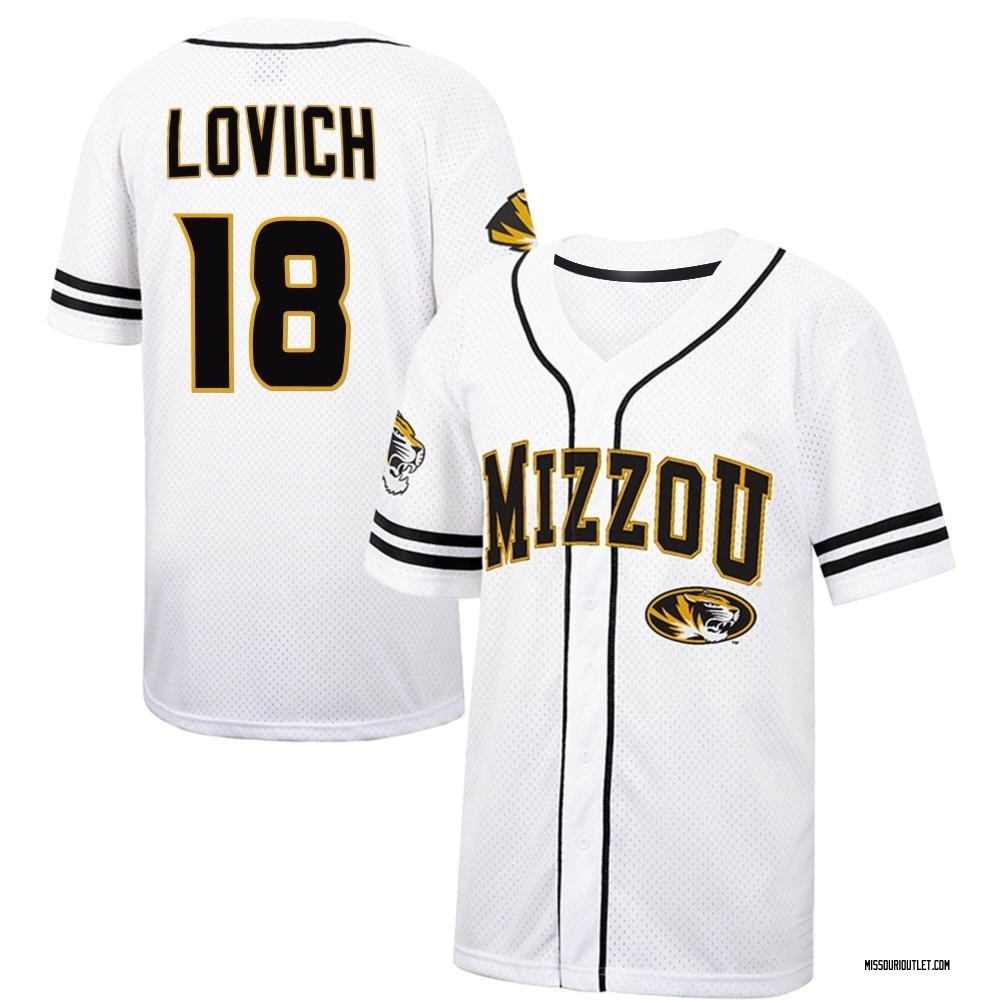Men's Jackson Lovich Missouri Tigers Replica Colosseum Free Spirited Baseball Jersey - White/Black