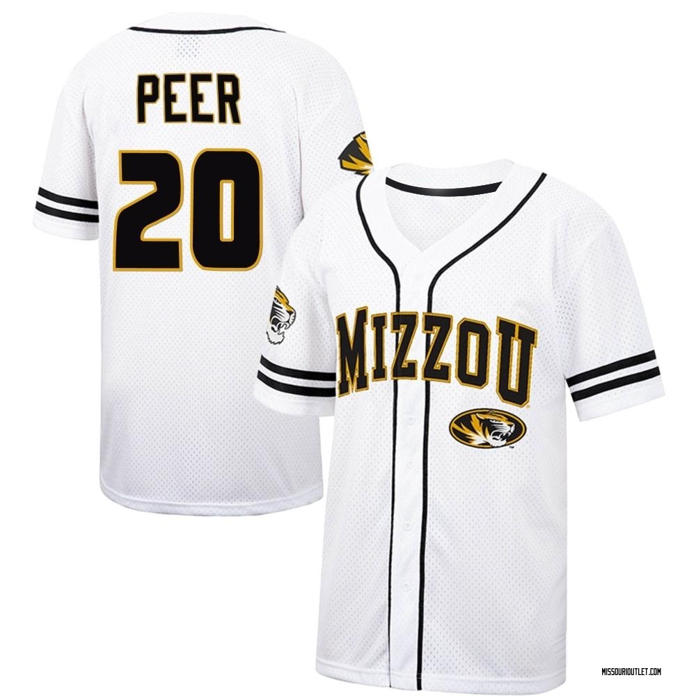Men's Kaden Peer Missouri Tigers Replica Colosseum Free Spirited Baseball Jersey - White/Black