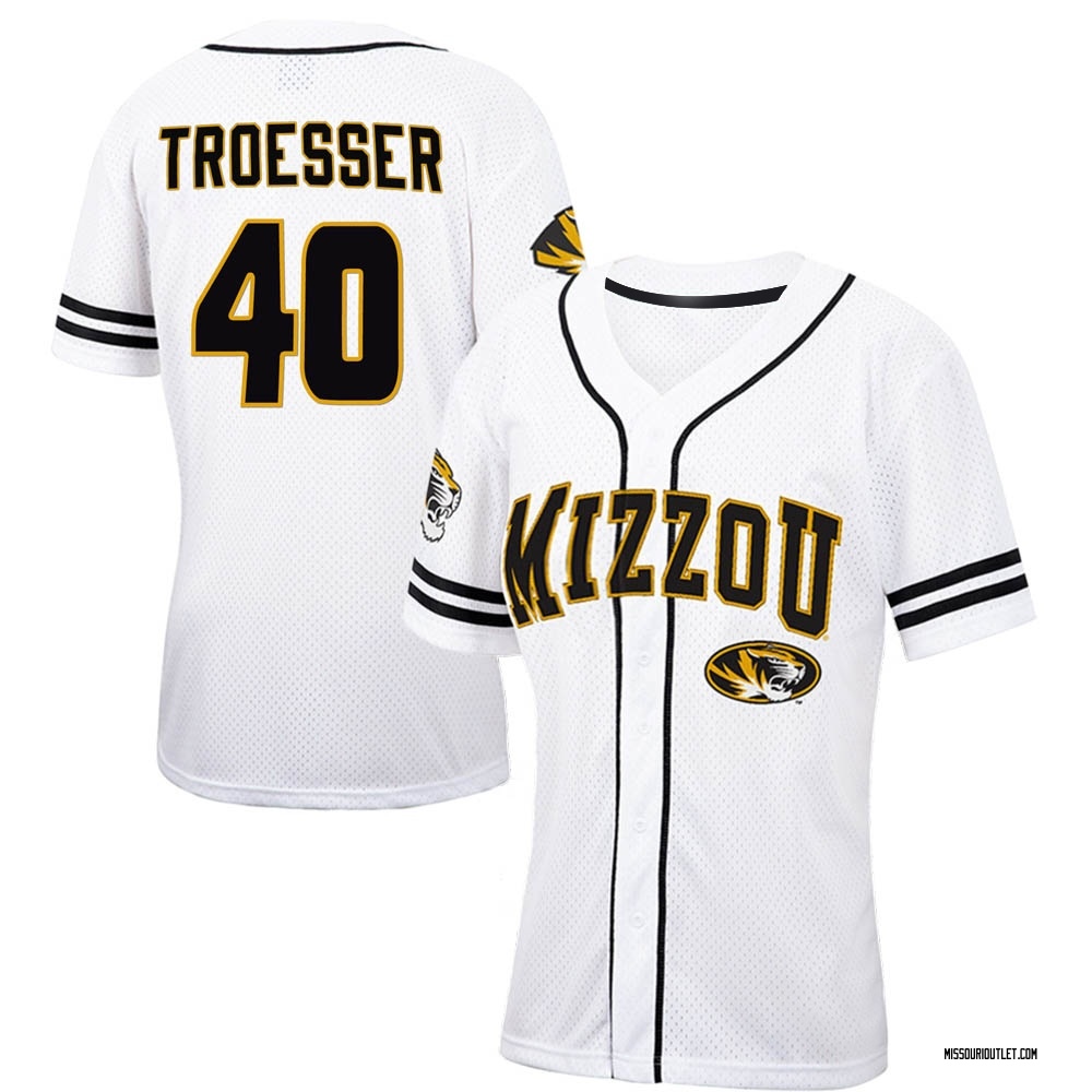 Women's Austin Troesser Missouri Tigers Replica Colosseum Free Spirited Baseball Jersey - White/Black
