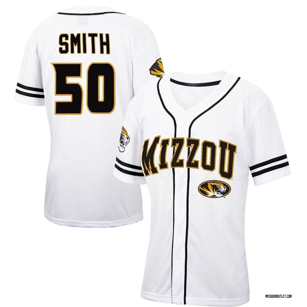 Women's Ben Smith Missouri Tigers Replica Colosseum Free Spirited Baseball Jersey - White/Black