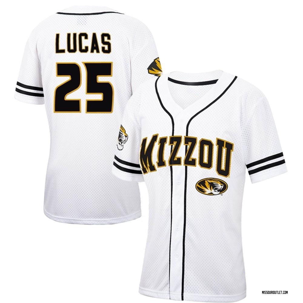 Women's Brock Lucas Missouri Tigers Replica Colosseum Free Spirited Baseball Jersey - White/Black