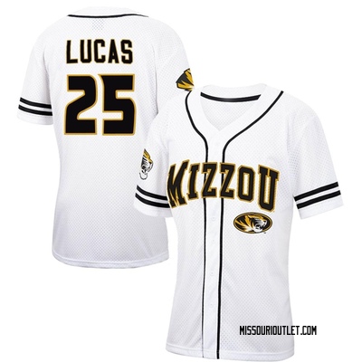 Women's Brock Lucas Missouri Tigers Replica Colosseum Free Spirited Baseball Jersey - White/Black