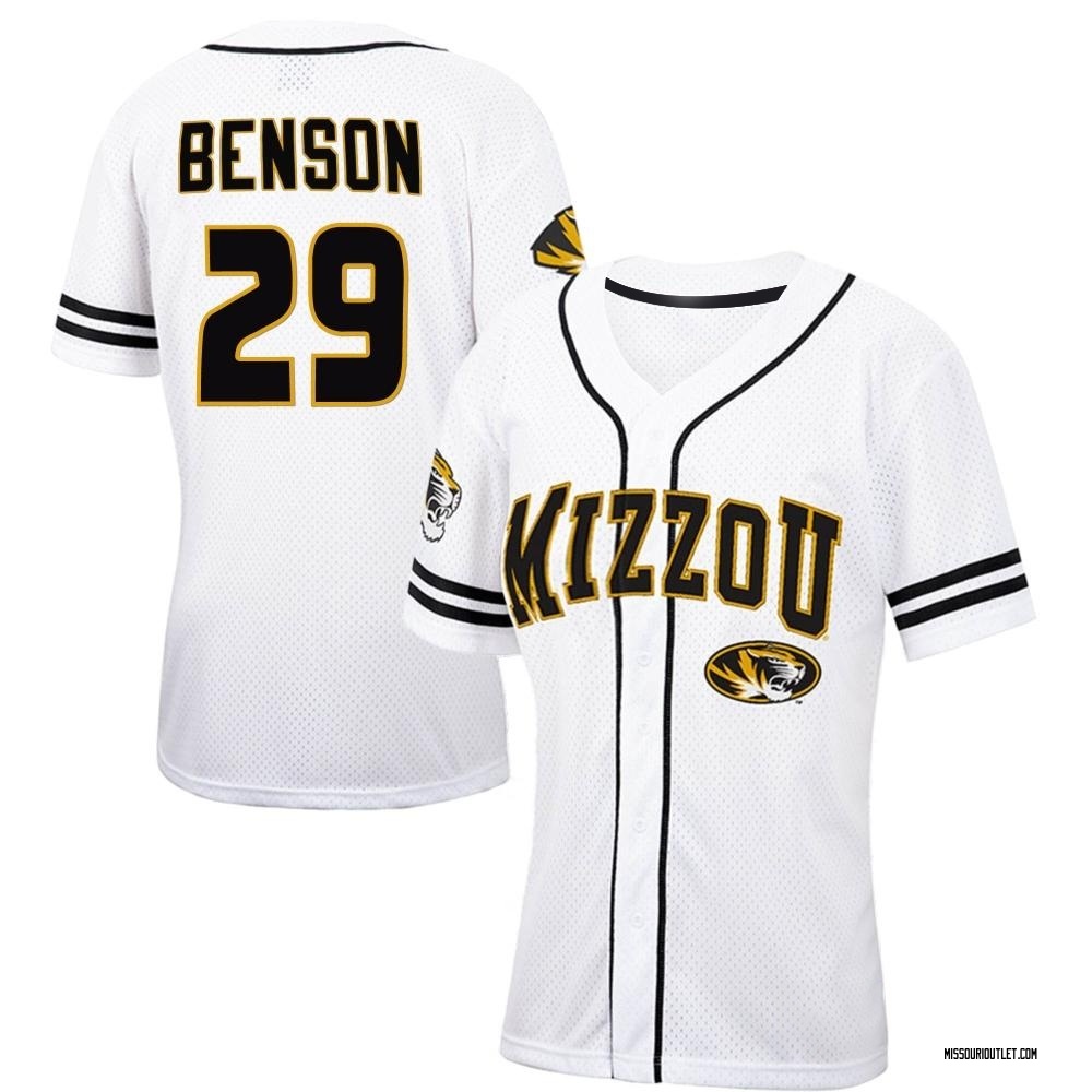 Women's Cameron Benson Missouri Tigers Replica Colosseum Free Spirited Baseball Jersey - White/Black