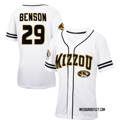 Women's Cameron Benson Missouri Tigers Replica Colosseum Free Spirited Baseball Jersey - White/Black