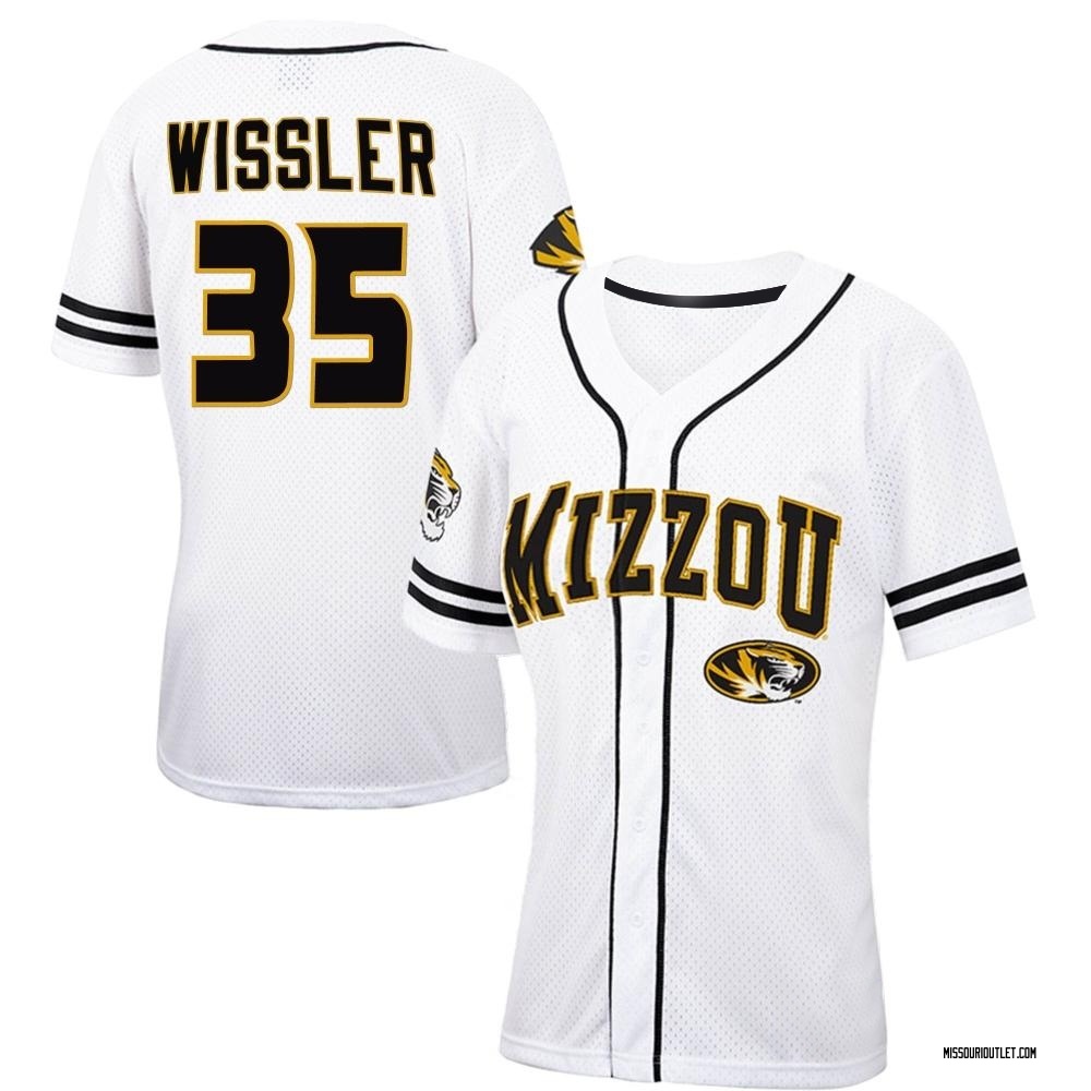 Women's Daniel Wissler Missouri Tigers Replica Colosseum Free Spirited Baseball Jersey - White/Black