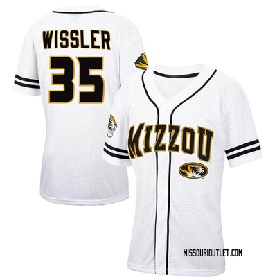 Women's Daniel Wissler Missouri Tigers Replica Colosseum Free Spirited Baseball Jersey - White/Black