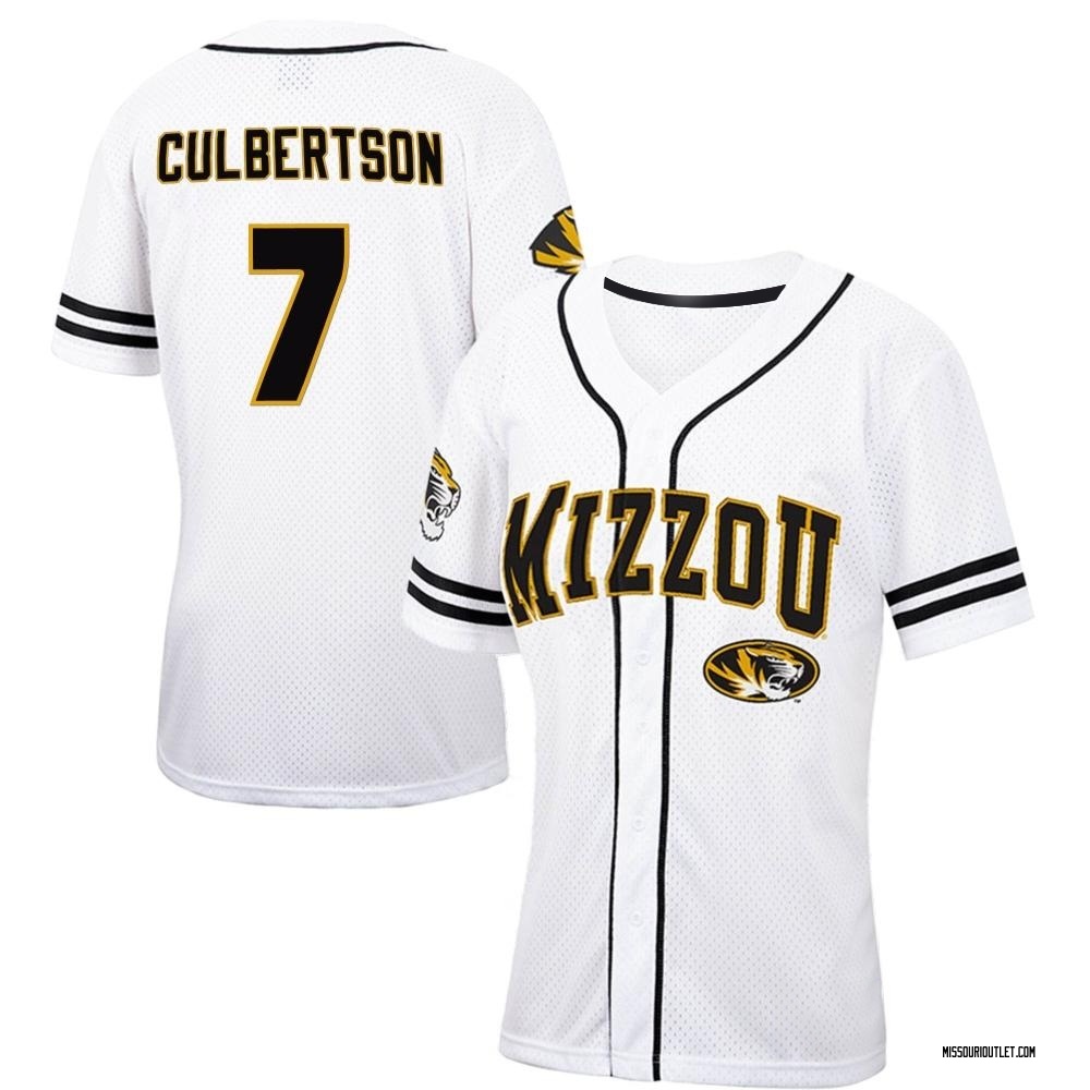 Women's Drew Culbertson Missouri Tigers Replica Colosseum Free Spirited Baseball Jersey - White/Black