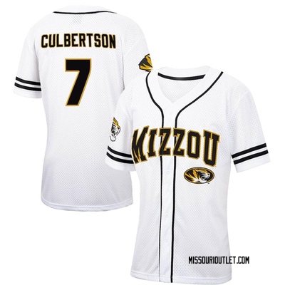 Women's Drew Culbertson Missouri Tigers Replica Colosseum Free Spirited Baseball Jersey - White/Black