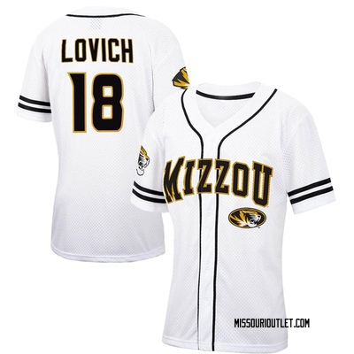 Women's Jackson Lovich Missouri Tigers Replica Colosseum Free Spirited Baseball Jersey - White/Black