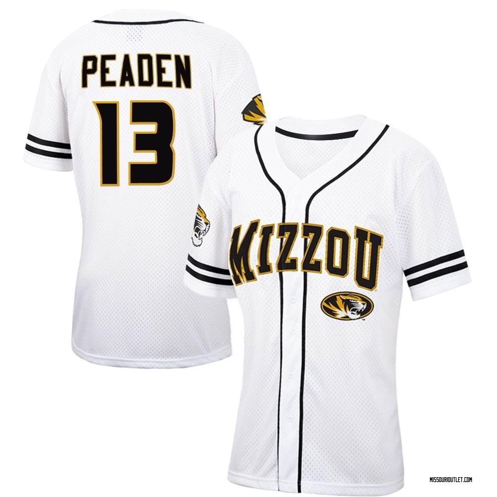 Women's Jacob Peaden Missouri Tigers Replica Colosseum Free Spirited Baseball Jersey - White/Black