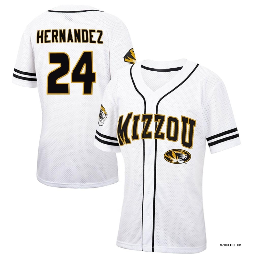 Women's Jedier Hernandez Missouri Tigers Replica Colosseum Free Spirited Baseball Jersey - White/Black