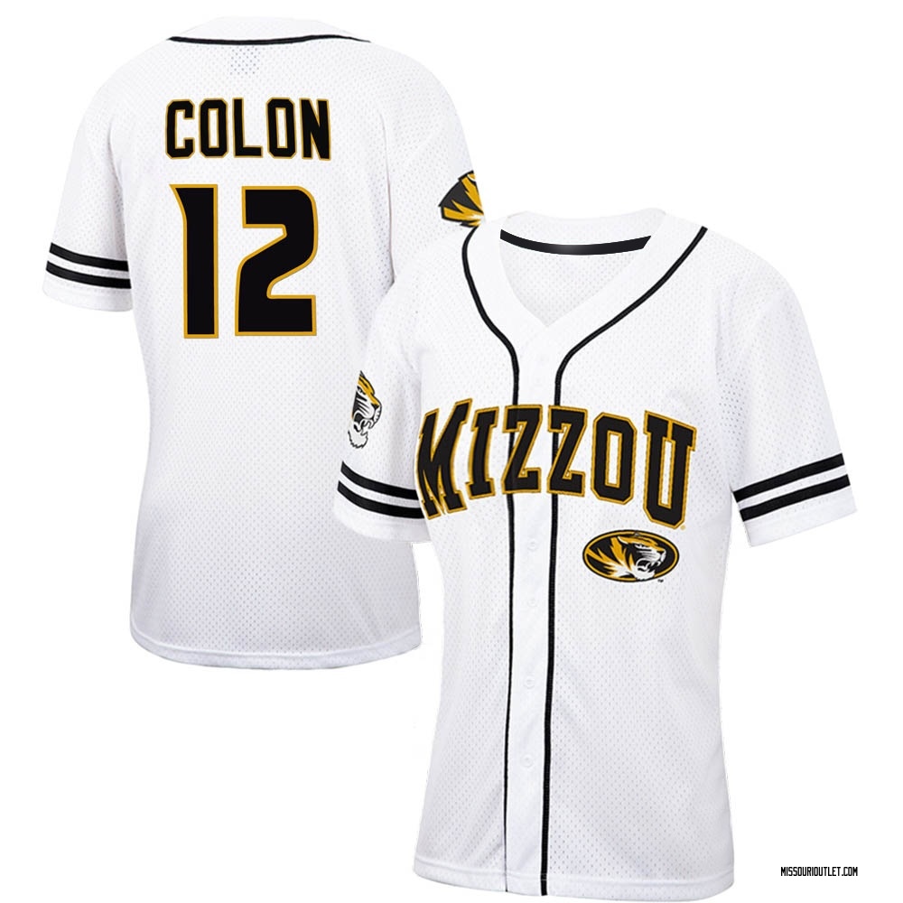 Women's Justin Colon Missouri Tigers Replica Colosseum Free Spirited Baseball Jersey - White/Black