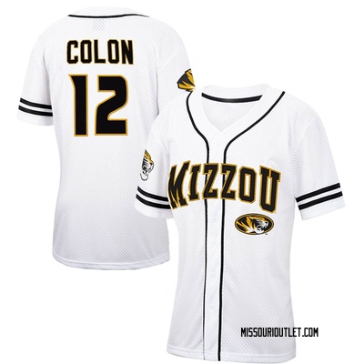 Women's Justin Colon Missouri Tigers Replica Colosseum Free Spirited Baseball Jersey - White/Black