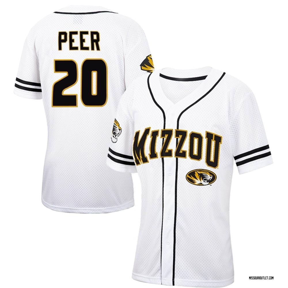 Women's Kaden Peer Missouri Tigers Replica Colosseum Free Spirited Baseball Jersey - White/Black
