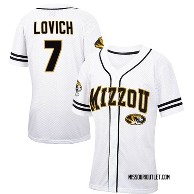 Women's Ross Lovich Missouri Tigers Replica Colosseum Free Spirited Baseball Jersey - White/Black