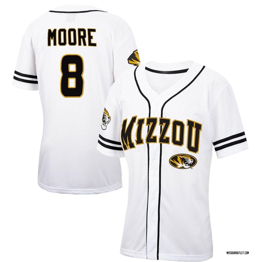 Women's Tucker Moore Missouri Tigers Replica Colosseum Free Spirited Baseball Jersey - White/Black