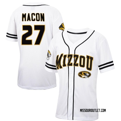 Women's Tyler Macon Missouri Tigers Replica Colosseum Free Spirited Baseball Jersey - White/Black