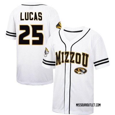 Youth Brock Lucas Missouri Tigers Replica Colosseum Free Spirited Baseball Jersey - White/Black