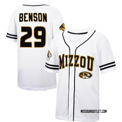 Youth Cameron Benson Missouri Tigers Replica Colosseum Free Spirited Baseball Jersey - White/Black