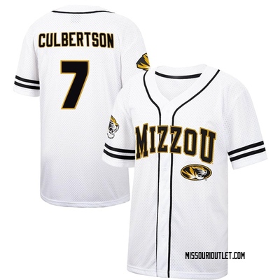 Youth Drew Culbertson Missouri Tigers Replica Colosseum Free Spirited Baseball Jersey - White/Black