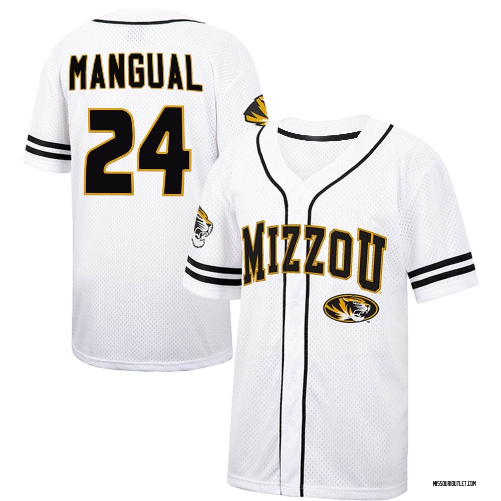 Youth Hector Mangual Missouri Tigers Replica Colosseum Free Spirited Baseball Jersey - White/Black