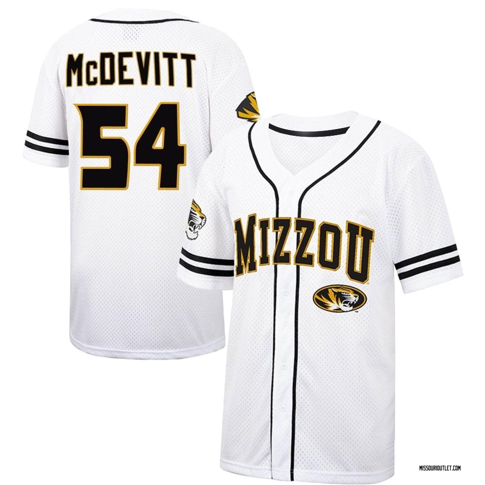 Youth Josh McDevitt Missouri Tigers Replica Colosseum Free Spirited Baseball Jersey - White/Black