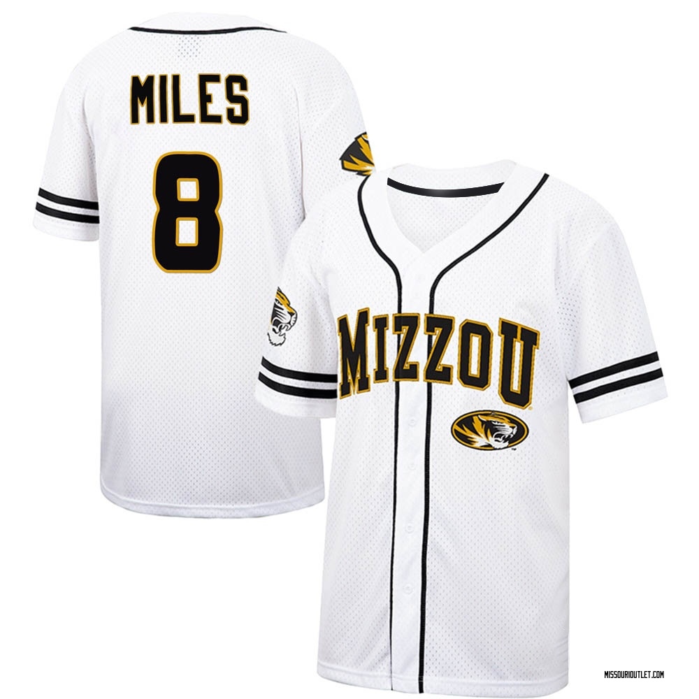 Youth Spencer Miles Missouri Tigers Replica Colosseum Free Spirited Baseball Jersey - White/Black