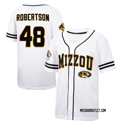 Youth Trae Robertson Missouri Tigers Replica Colosseum Free Spirited Baseball Jersey - White/Black